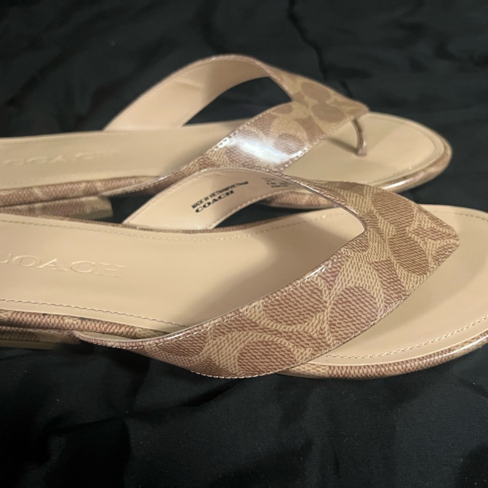 Coach Women's Brown Patterned Sandals (worn once)